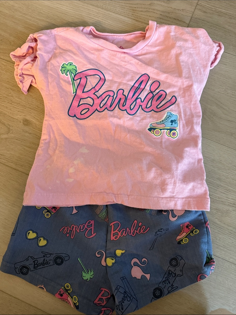 Barbie Pink Tee with Navy Graphic Shorts